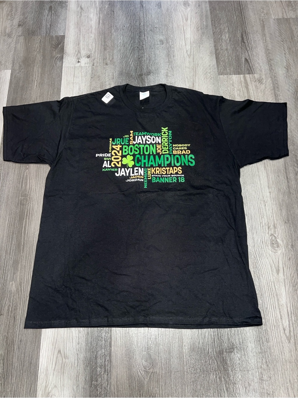 Port & Company Black Boston Celtics Champions Graphic Tee Shirt, size XL, NEW